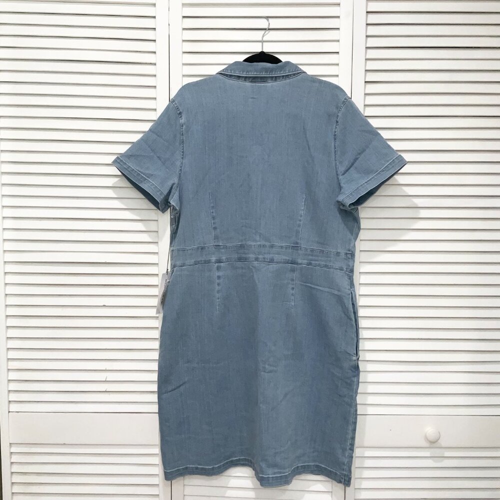 Liz Claiborne Denim Collard Short Sleeve Button Down Dress Size 16 - Picture 4 of 4